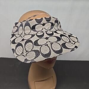 COACH Signature Visor M/L Gray Black Logo Golf Beach Resort Vacation Tennis Y2K